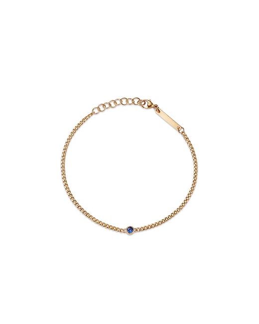 Zoe Chicco 14K Yellow Gold Curb Chain Sapphire Bezel Bracelet