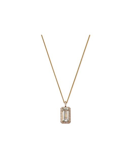 Bloomingdale's Prasiolite Diamond Halo Pendant Necklace 14K Yellow 18