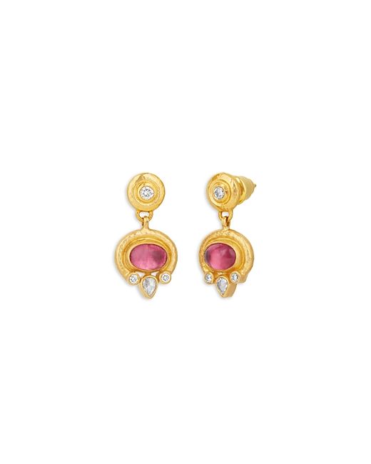 Gurhan 24K Yellow Pink Tourmaline and Diamond Drop Earrings