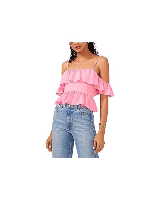 1.State Off-the-Shoulder Flounce Trim Top
