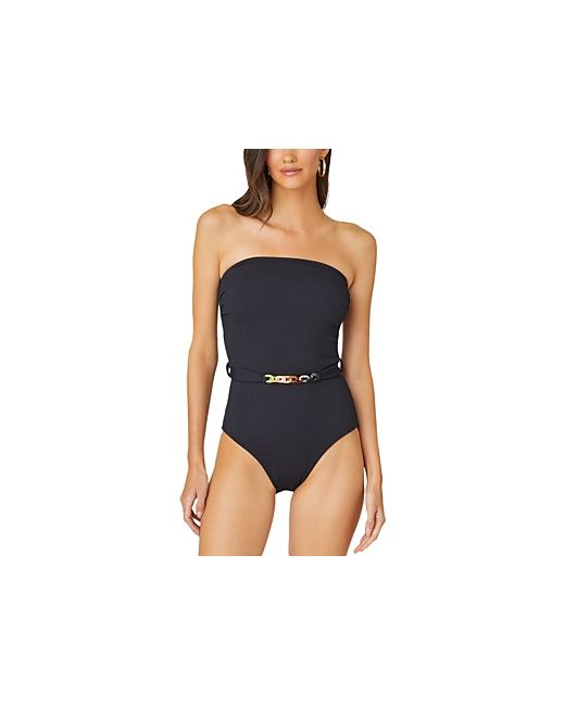 Shoshanna Hive Textured Belted One-Piece Swimsuit