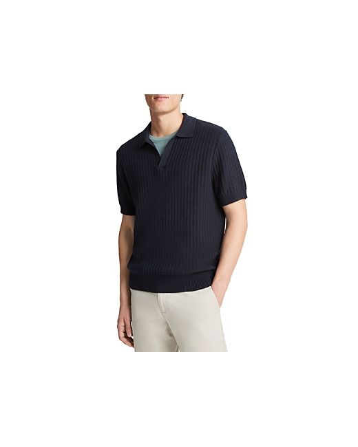 Vince Crafted Rib Cotton Cashmere Regular Fit Polo Collar Sweater