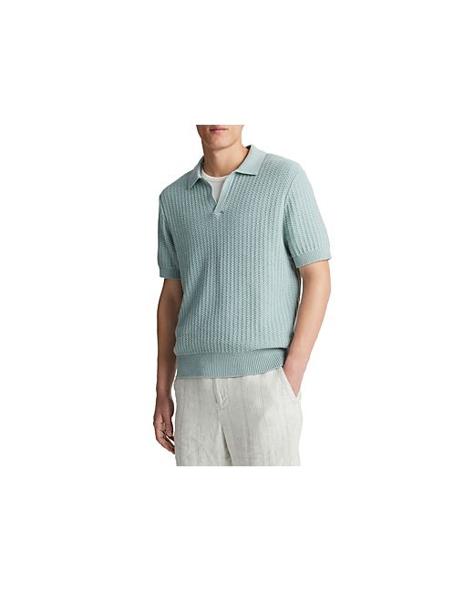 Vince Crafted Rib Cotton Cashmere Regular Fit Polo Collar Sweater