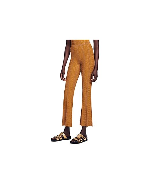 Sandro Metallic Cable Knit Flared Pants