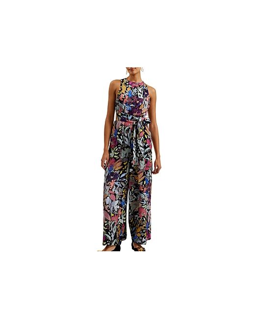 Ted Baker Abstract Print Pleated Neck Jumpsuit