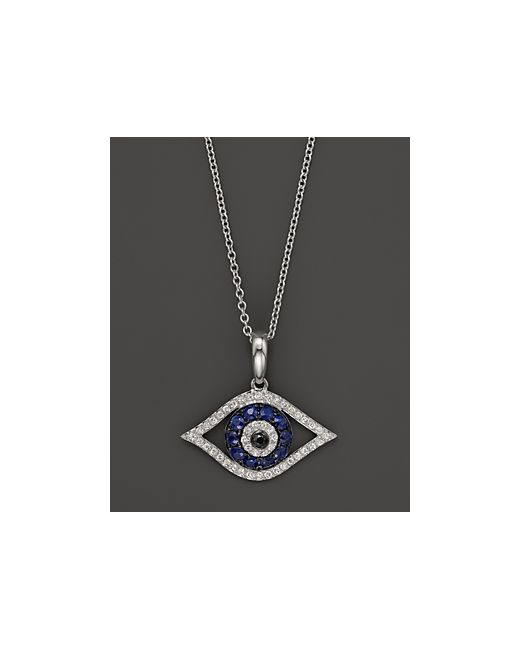 Bloomingdale's Diamond and Sapphire Evil Eye Pendant Necklace in 14K