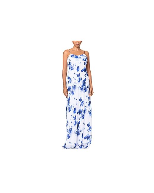 Aqua Printed Chiffon Dress 100 Exclusive