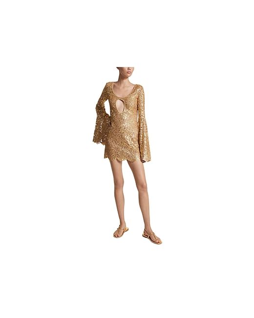 Michael Kors Collection Laminated Lace Embroidered Mini Dress