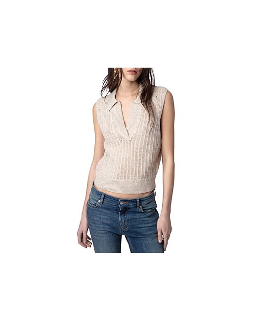 Zadig & Voltaire Lunny We Sleeveless Cropped Sweater