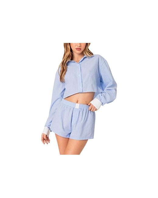 Edikted Lea Cropped Button Up Shirt