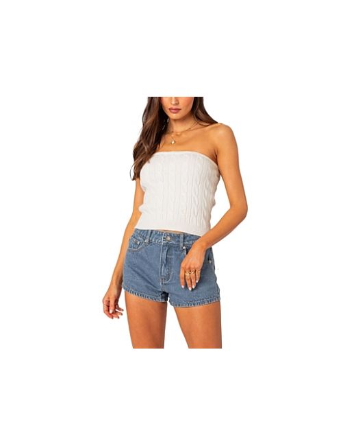 Edikted North Cable Knit Strapless Top
