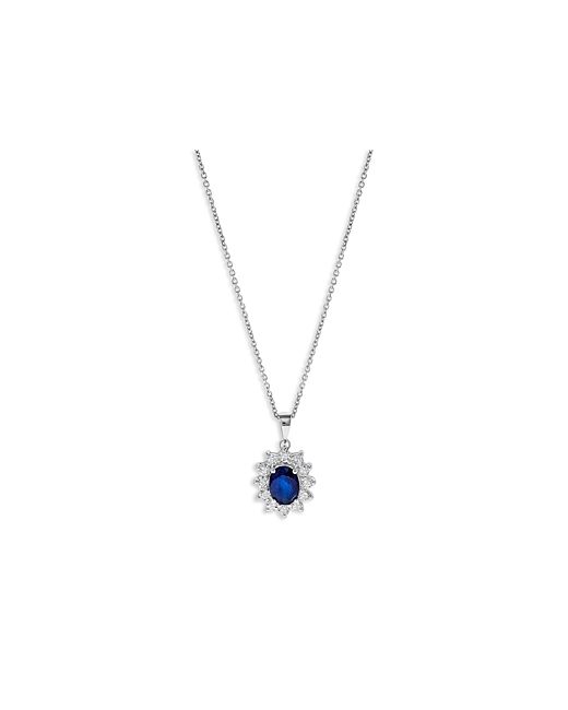Bloomingdale's Sapphire Diamond Halo Starburst Pendant Necklace 14K White Gold