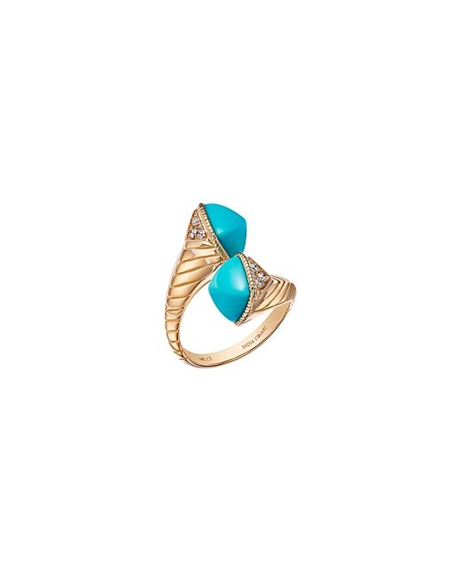 Bloomingdale's Turquoise Diamond Bypass Ring 14K Yellow Gold