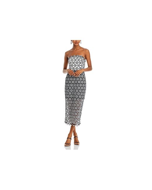 Milly Geometric Lace Strapless Dress