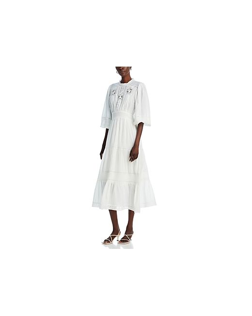 Vanessa Bruno Clay Lace Detail Cotton Midi Dress