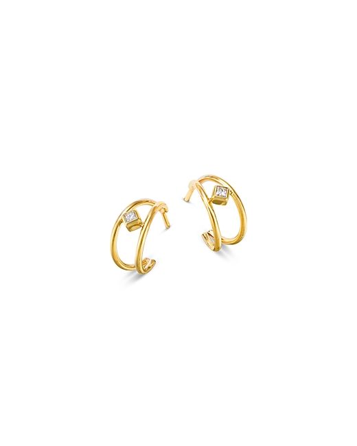Zoe Chicco 14K Yellow Princess Diamonds Double Wire Huggie Hoop Earrings