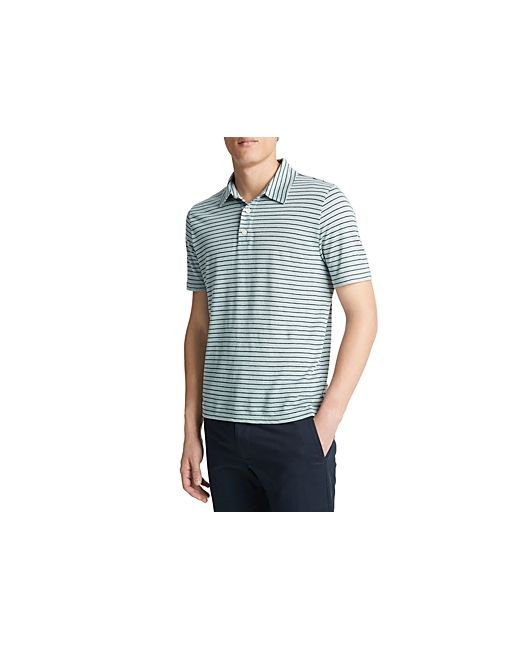 Vince Linen Stripe Regular Fit Polo Shirt