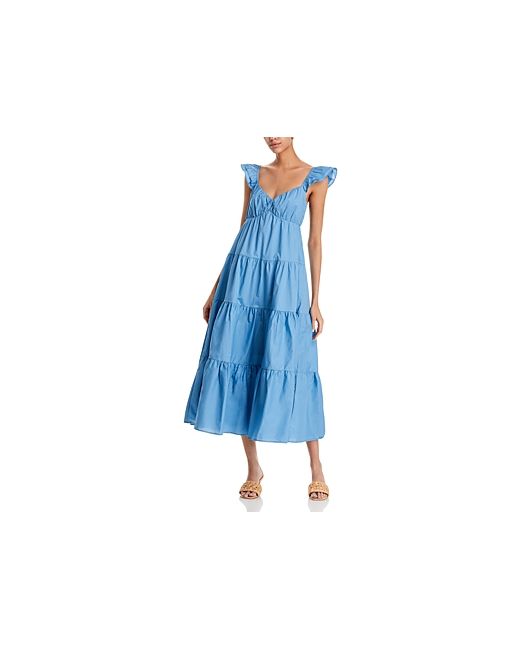 Aqua Flutter Sleeve Cotton Dress