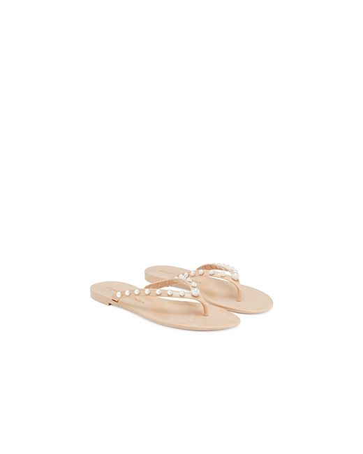 Stuart Weitzman Goldie Embellished Jelly Flip Flop Thong Sandals