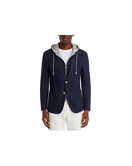 Eleventy Cotton Cashmere Removable Hood Slim Fit Sport Coat