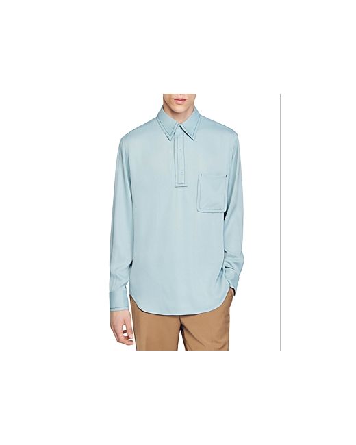 Sandro Chemise Luca Long Sleeve Button Polo Shirt