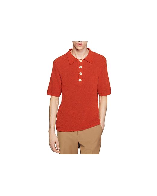 Sandro Nacre Short Sleeve Button Polo Shirt