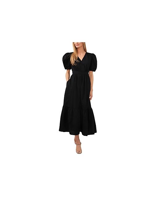 Cece Cotton Belted Puff Sleeve Maxi Dress