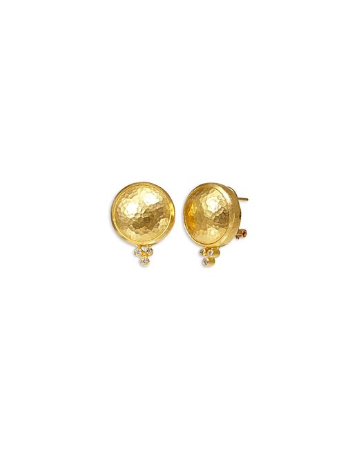 Gurhan 24K Yellow Amulet Diamond Textured Oval Statement Earrings