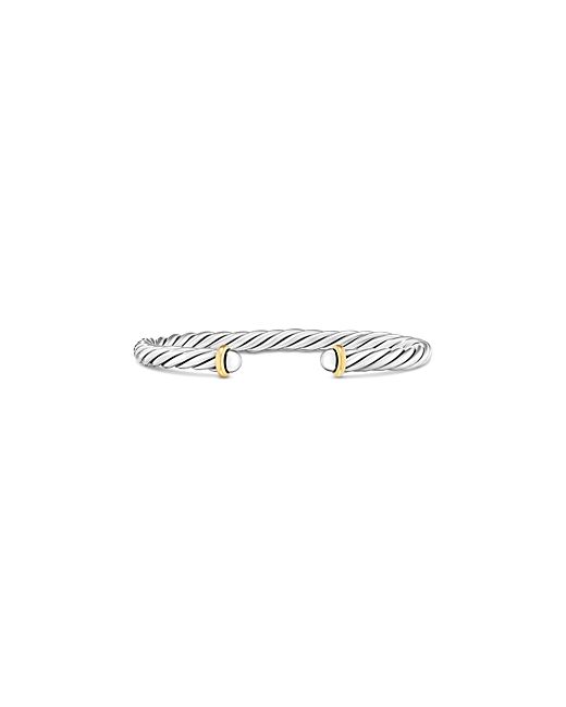 David Yurman Sterling 14K Yellow Gold Cable Flex Cuff Bracelet 6mm