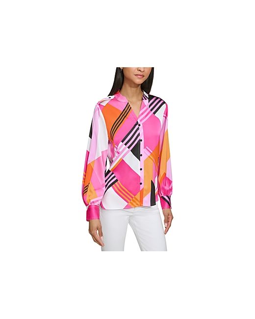 Karl Lagerfeld Printed Button Front Blouse