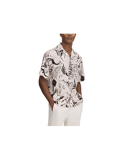Reiss Epoque Short Sleeve Painted Cuban Collar Shirt