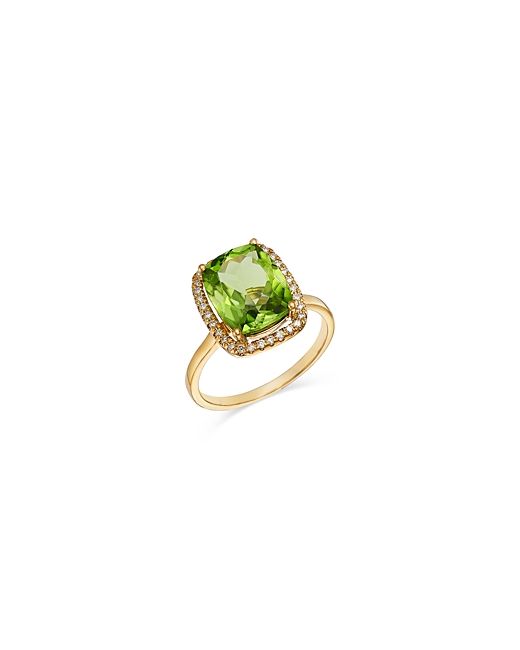 Bloomingdale's Peridot Diamond Halo Ring 14K Yellow Gold 0.18 ct. t.w. 100 Exclusive