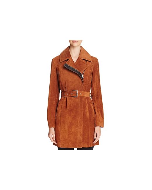 Andrew Marc Belted Suede Trench Coat