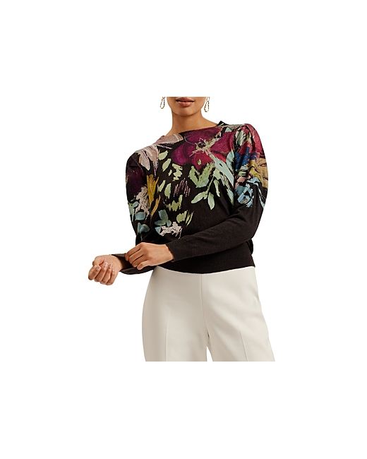 Ted Baker Pleated Long Sleeve Printed Sweater