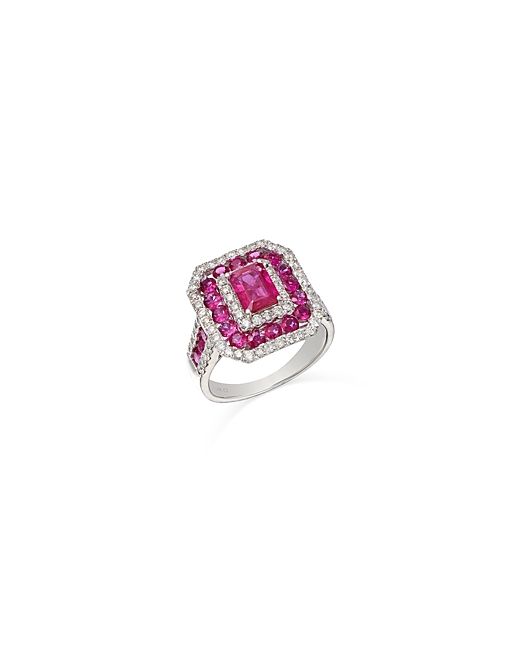 Bloomingdale's Ruby Diamond Multi Halo Ring 14K White Gold