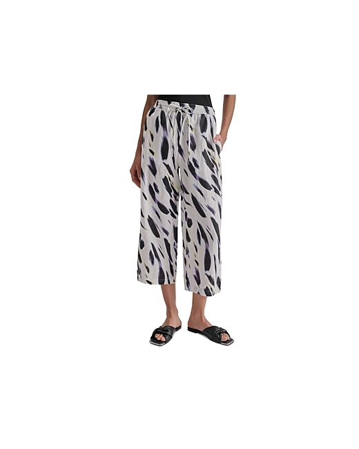 Dkny Printed Linen Pull On Pants