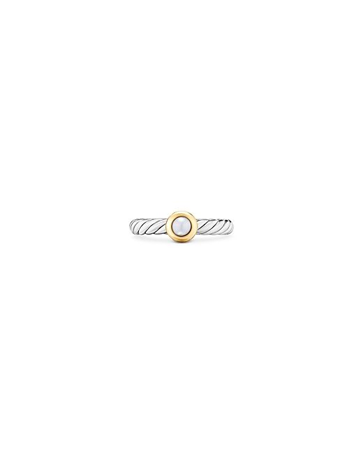 David Yurman Petite Cable Flex Ring Sterling Silver with 14K Yellow Gold and Pearl 2.8mm