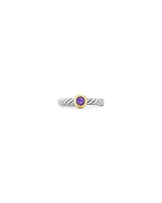 David Yurman Petite Cable Flex Ring Sterling with 14K Yellow Gold and Amethyst 2.8mm