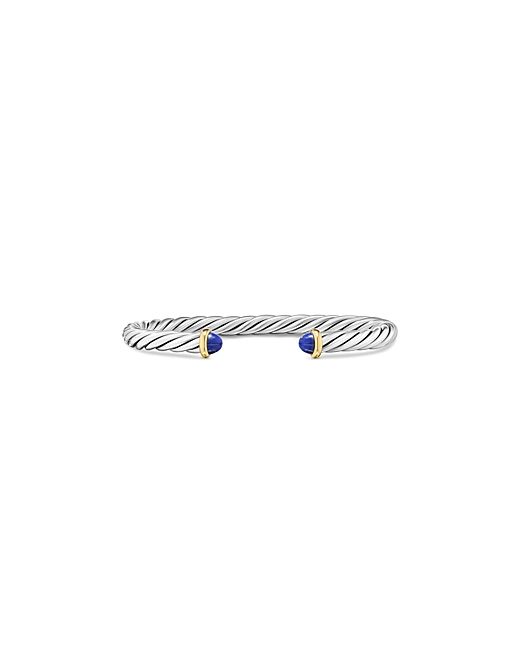 David Yurman 14K Yellow Gold Sterling Cable Flex Lapis Lazuli Cuff Bracelet
