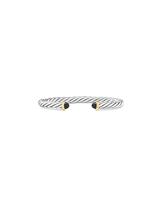David Yurman Sterling 14K Yellow Gold Cable Flex Black Onyx Cuff Bracelet 6mm