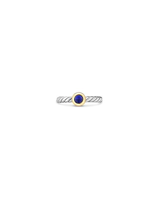 David Yurman Sterling 14K Yellow Gold Petite Cable Flex Lapis Lazuli Ring
