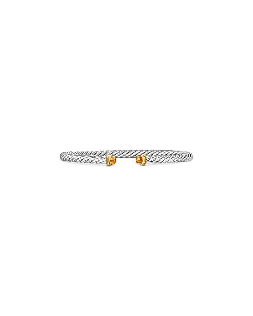 David Yurman Sterling 14K Yellow Gold Cable Flex Citrine Bracelet 4mm