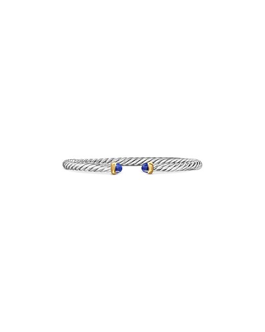 David Yurman Sterling 14K Yellow Gold Cable Flex Lapis Lazuli Bracelet 4mm