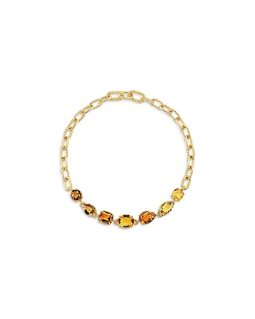 David Yurman Marbella Chain Necklace 18K Yellow Gold with Citrine and Madeira 19