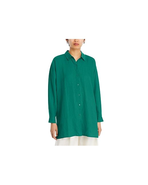 Eileen Fisher Linen Classic Collar Long Shirt