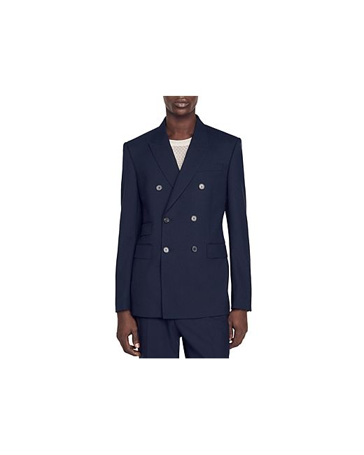 Sandro Double Breasted Wool Suit Jacket