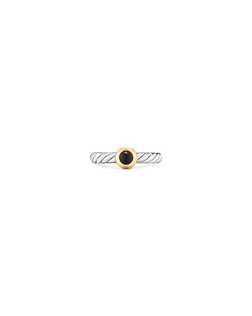 David Yurman Petite Modern Cable Ring Sterling with 14K Yellow Gold and Black Onyx 2.8mm