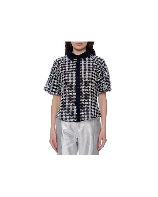 Gracia Circle Embroidered Button Front Shirt
