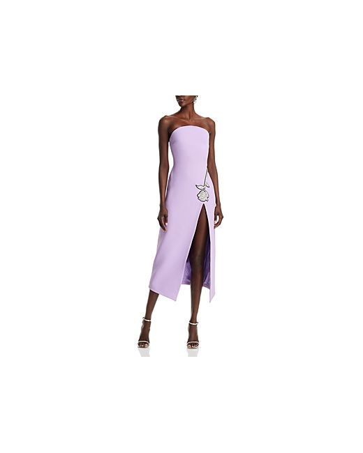 David Koma Crystal Front Slit Midi Dress