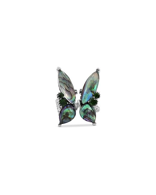 Stephen Dweck Garden of Stephen Faceted Natural Quartz Abalone Peridot Butterfly Ring